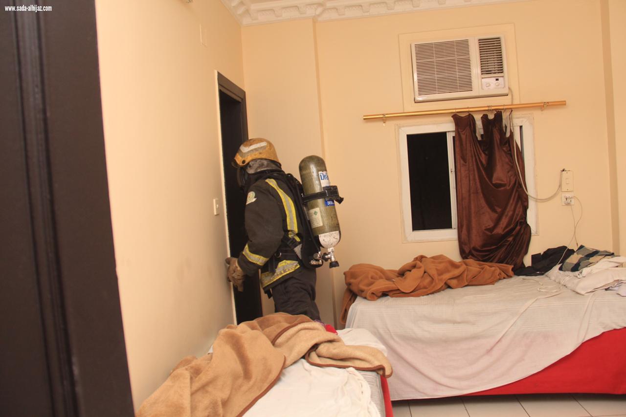 مدني مكة يجلي  ١٨٠  ساكنا بسبب حريق في سخانة بفندق بحي المسفلة دون حدوث إصابات في الأرواح