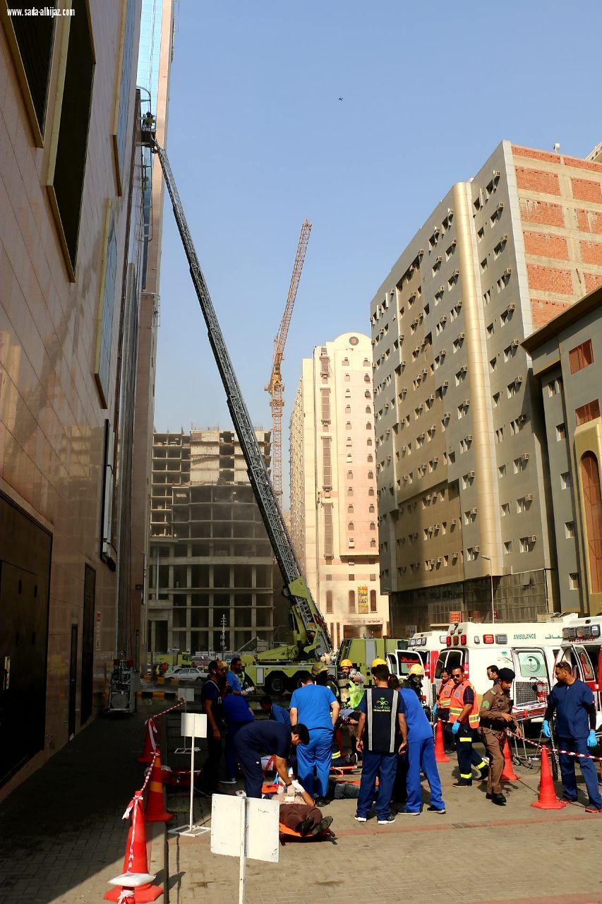 مدني مكة ينفذ تجربة فرضية للإخلاء والإطفاء والانقاد  بأحد  المنشأت الفندقية الواقعة بالمنطقة المركزية 