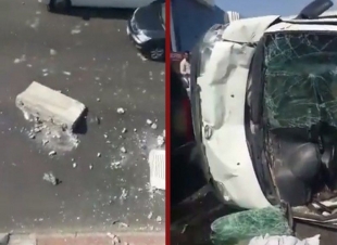 جدة  حادث مروري يتسبب في بسقوط حواجز إسمنتية من فوق جسر طريق الملك فهد