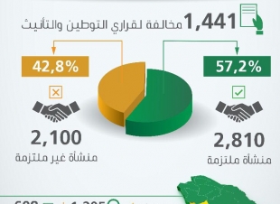5 آلاف زيارة تفتيشية تكشف عن ضبط 1441 مخالفة لقراري التوطين وتأنيث محال بيع المستلزمات النسائية في مرحلتها الثالثة