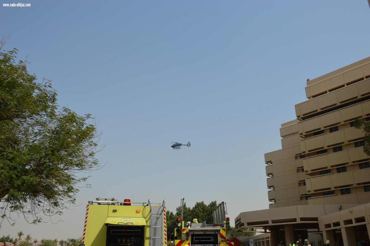 الإدارة العامة للدفاع المدني بجدة تنفذ فرضيةإطفاء وانقاذ وإخلاء بمستشفى الملك عبدالعزيز  الجامعي