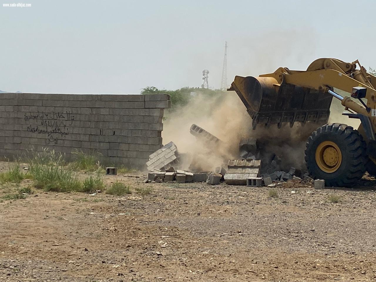 لجنة تعديات محافظة بيش تزيل 22 ألف متراً مربعاً  