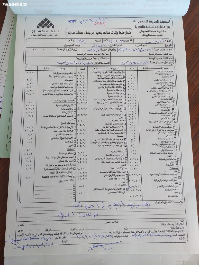 بلدية محافظة بيش تقوم  بجولات لمتابعة الإجراءات الاحترازية .