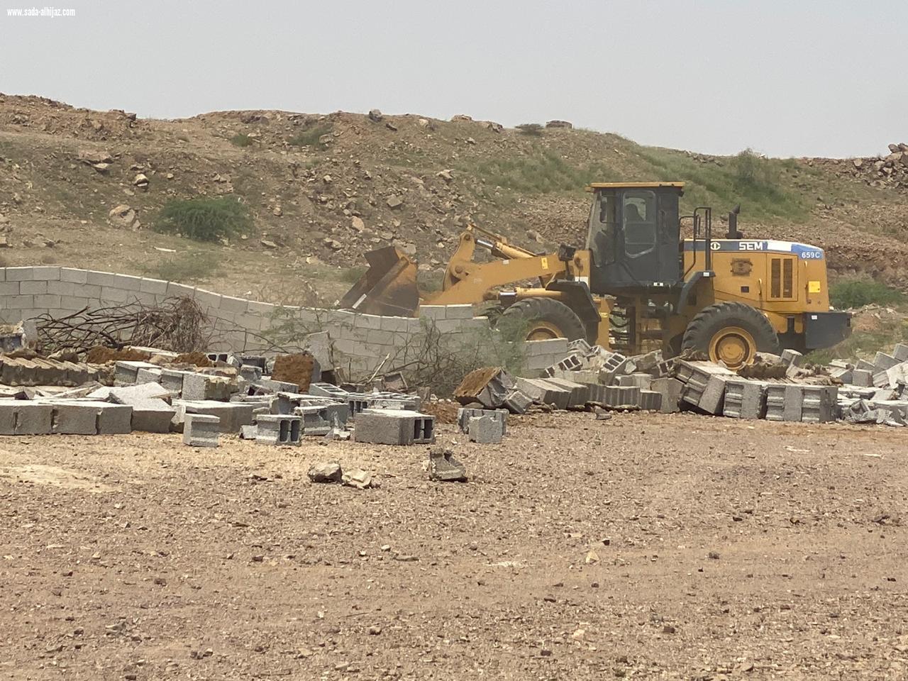 لجنة تعديات محافظة بيش تزيل 22 ألف متراً مربعاً  