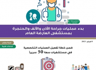 بدء العمل في عمليات جراحة الأذن والأنف والحنجرة بمستشفى العارضة العام