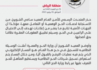 الأمن العام يحذر من الاستجابة لحملات الحج الوهمية أو التعامل معها