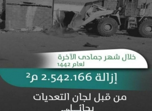 إزالة 2.542.166م2 من التعديات على أراضٍ حكومية بحائل